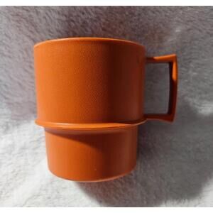 Vintage Tupperware Coffee Mug Tea Cup 1312-9 Orange With Handle 3.5" Plastic